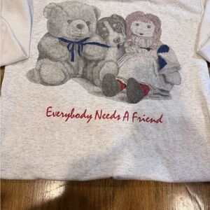 Cute vintage Graphic Sweatshirt with Teddy Bear and Doll